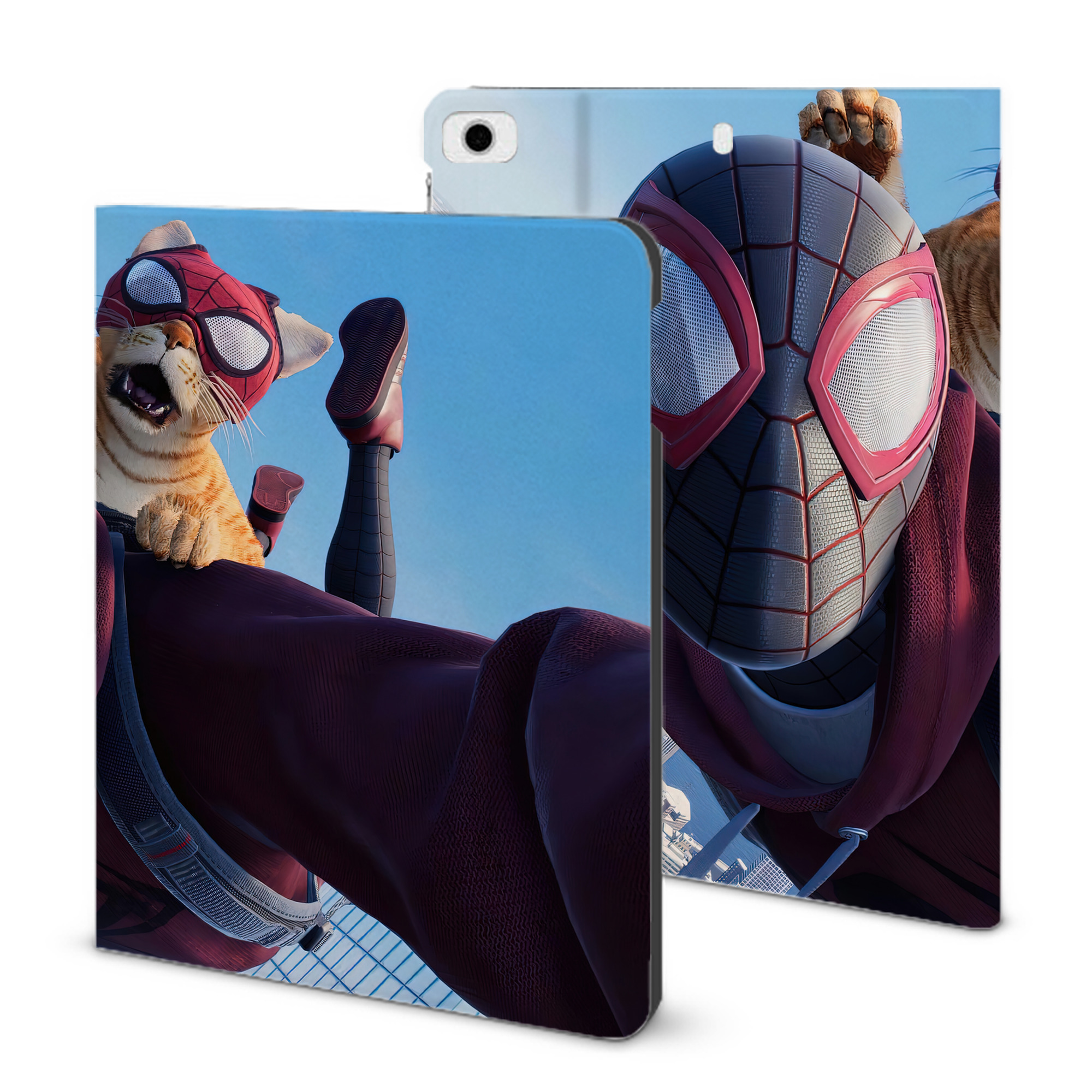 （画像用） Spider Man スパイダーマン IPad ケース ブック型 PUレザー TPU 耐衝撃 軽量 薄型 ペン収納なし 全面保護 IPad 各モデル対応